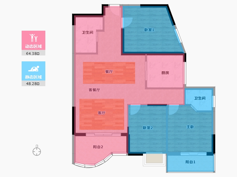 湖北省-鄂州市-光谷东郡-102.79-户型库-动静分区