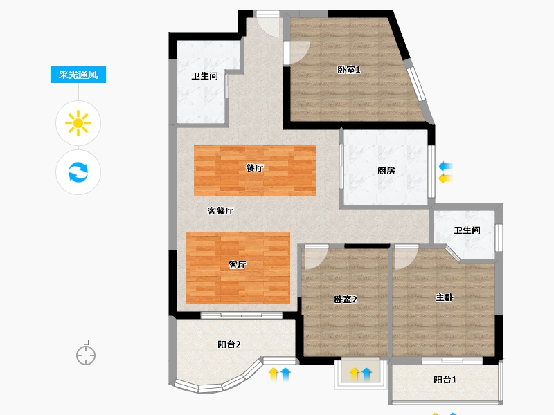 湖北省-鄂州市-光谷东郡-102.79-户型库-采光通风