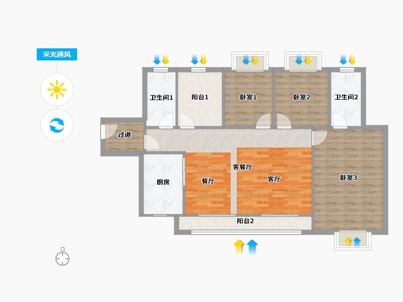 广东省-佛山市-新城璟城-102.54-户型库-采光通风