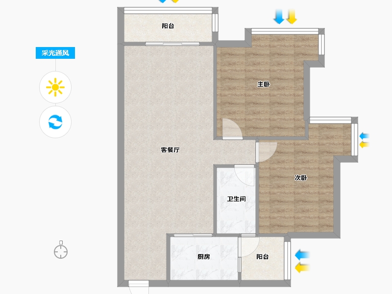 广东省-广州市-中海璟晖华庭-71.00-户型库-采光通风