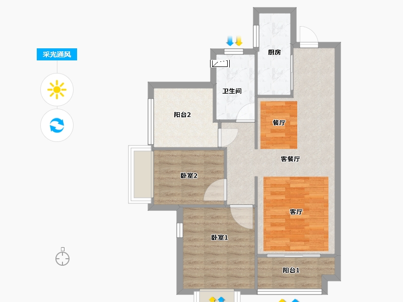 广东省-佛山市-金地艺境天成-68.00-户型库-采光通风