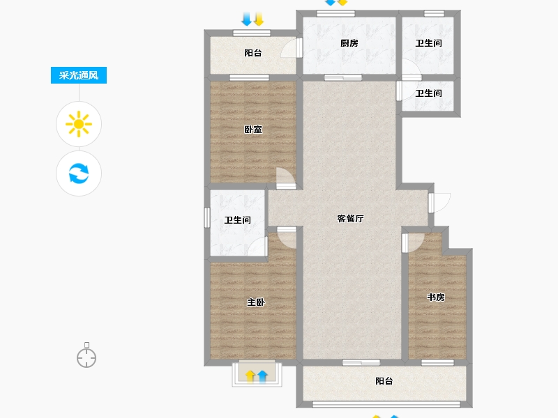 山东省-潍坊市-红星家园-125.00-户型库-采光通风