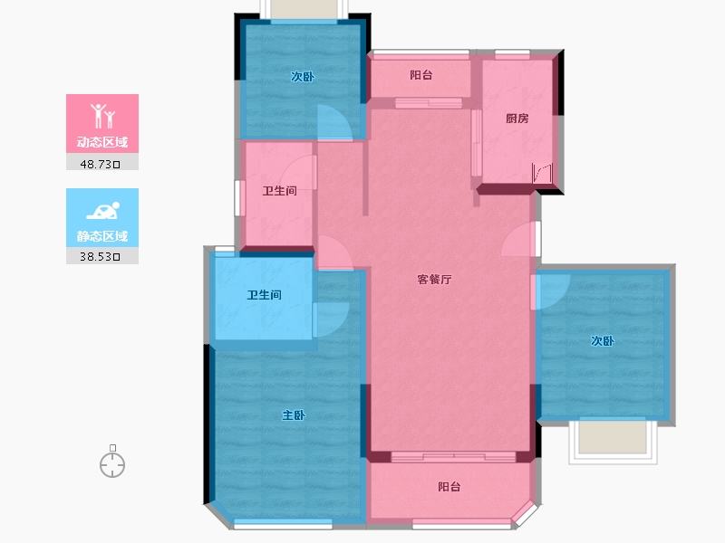 重庆-重庆市-十里长江-80.65-户型库-动静分区