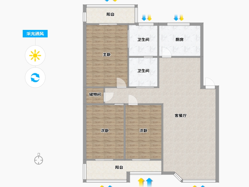 四川省-成都市-紫华苑-130.00-户型库-采光通风