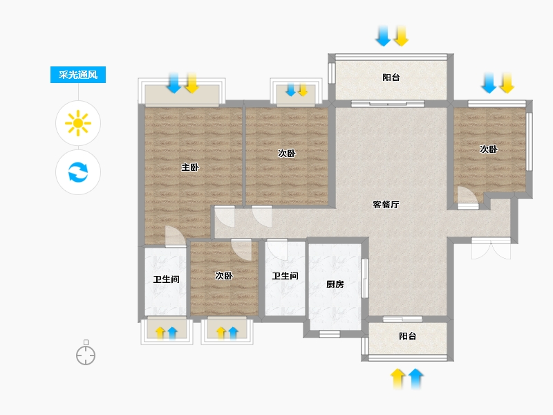 广东省-江门市-台山保利中央公馆-110.00-户型库-采光通风