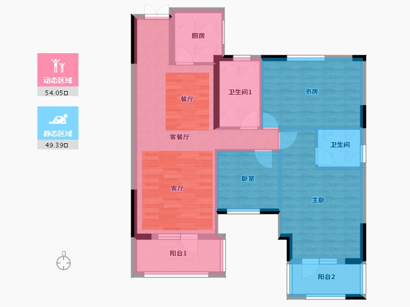 湖北省-鄂州市-滨湖明珠-92.93-户型库-动静分区