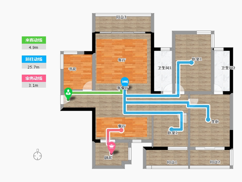 湖北省-鄂州市-东方名居-111.20-户型库-动静线