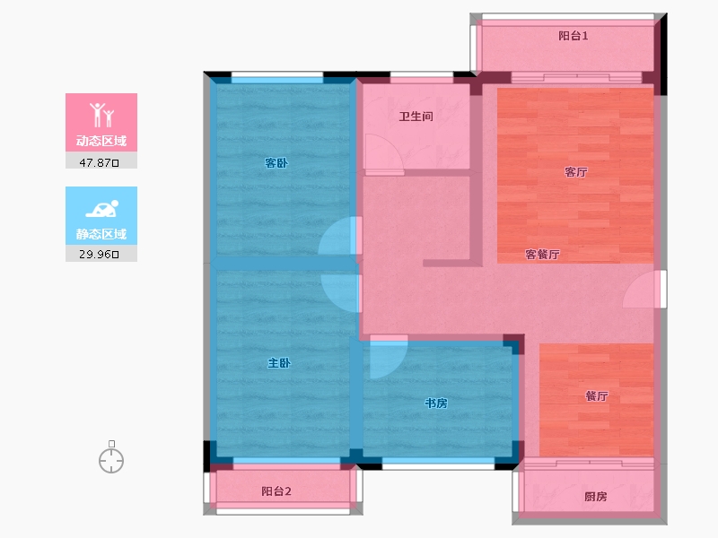 湖北省-鄂州市-光谷佳园四期之绿茵小镇-68.80-户型库-动静分区