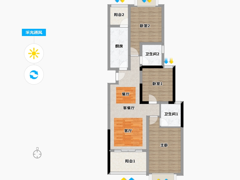 湖北省-鄂州市-鄂州恒大首府-91.12-户型库-采光通风