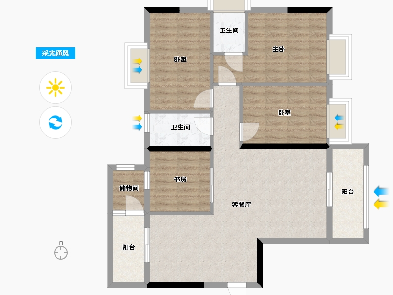 广东省-梅州市-山水名都-110.00-户型库-采光通风