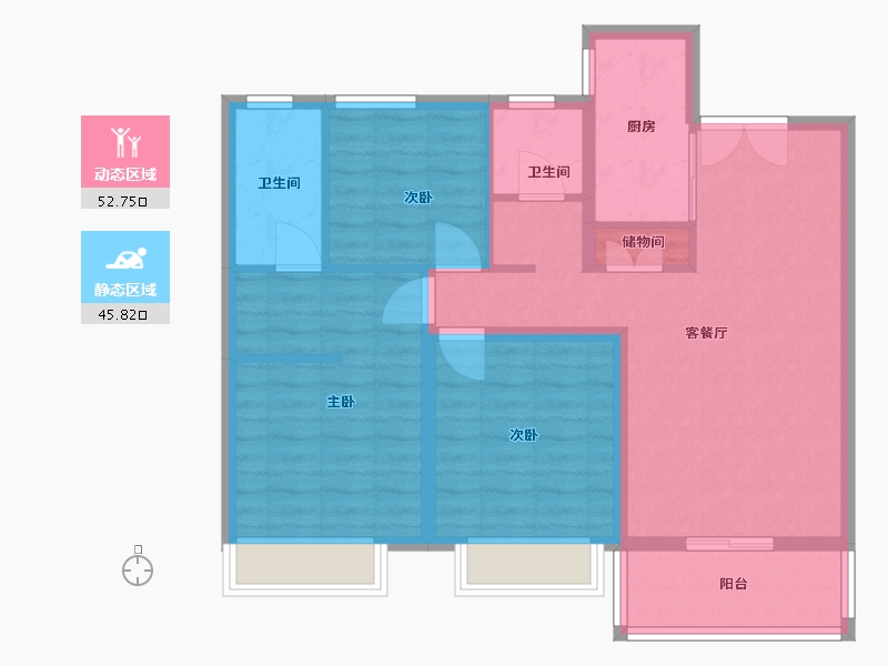 河南省-濮阳市-阳光花园二期-88.06-户型库-动静分区