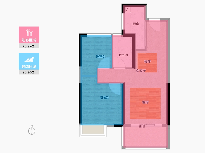 湖北省-鄂州市-海伦堡大城小院-59.87-户型库-动静分区