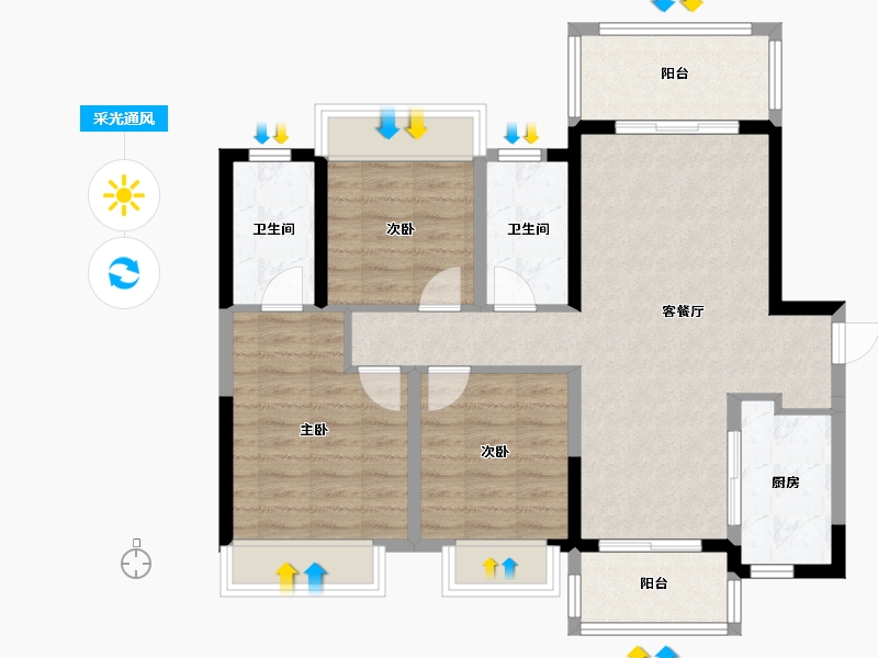 四川省-德阳市-吾悦华府-92.00-户型库-采光通风