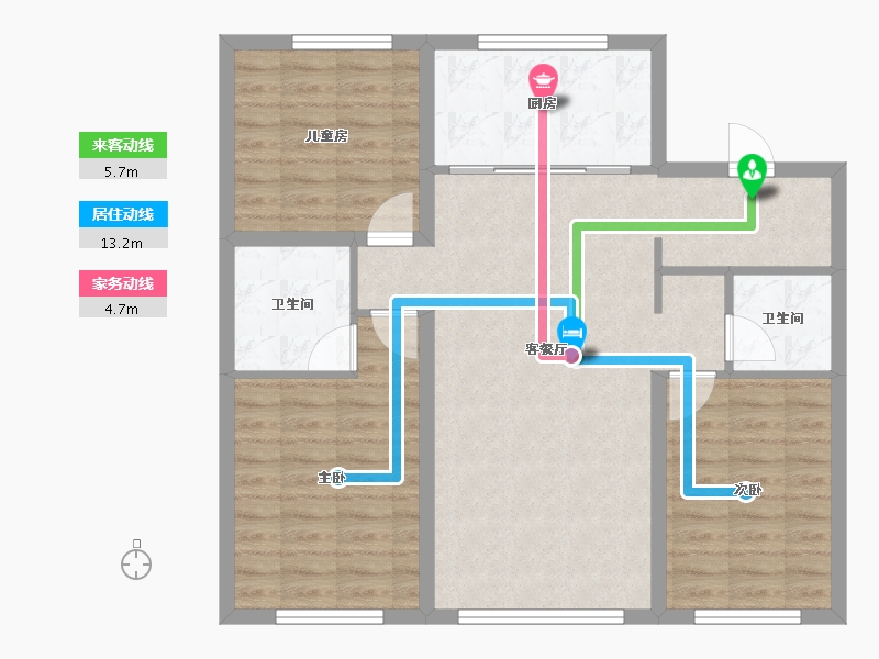 内蒙古自治区-赤峰市-恒基朗润明珠-86.70-户型库-动静线