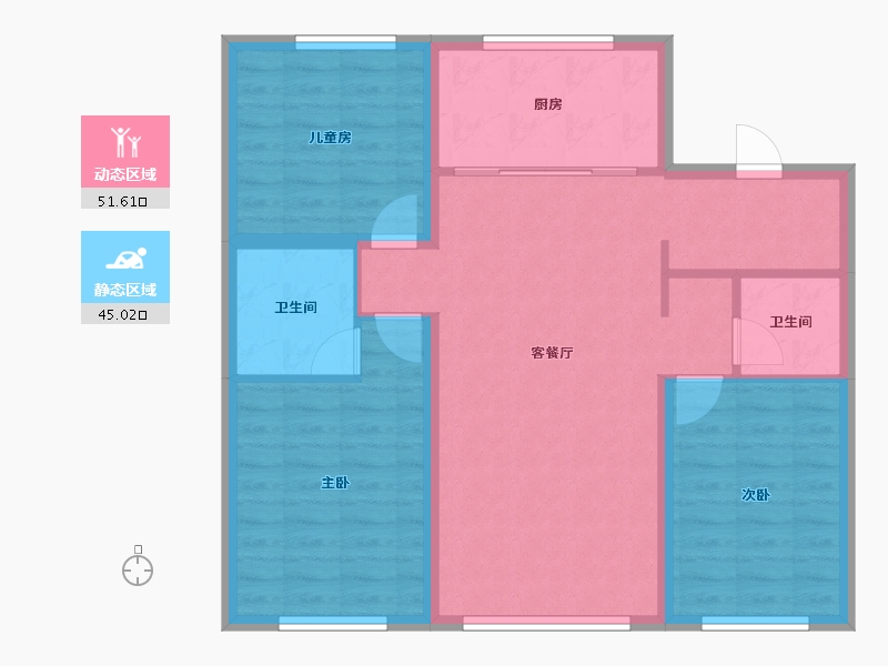 内蒙古自治区-赤峰市-恒基朗润明珠-86.70-户型库-动静分区