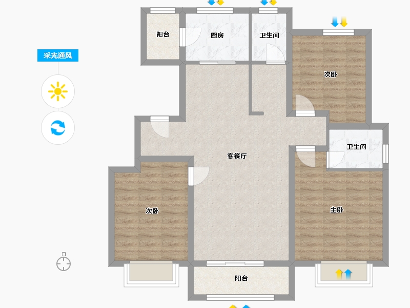 河北省-保定市-瑞景绿洲-103.00-户型库-采光通风