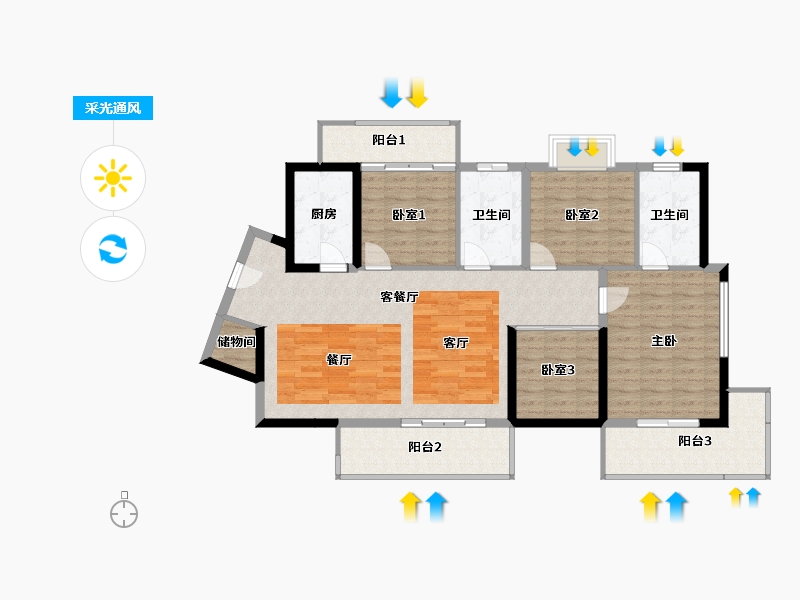 湖北省-鄂州市-光谷东郡-116.34-户型库-采光通风