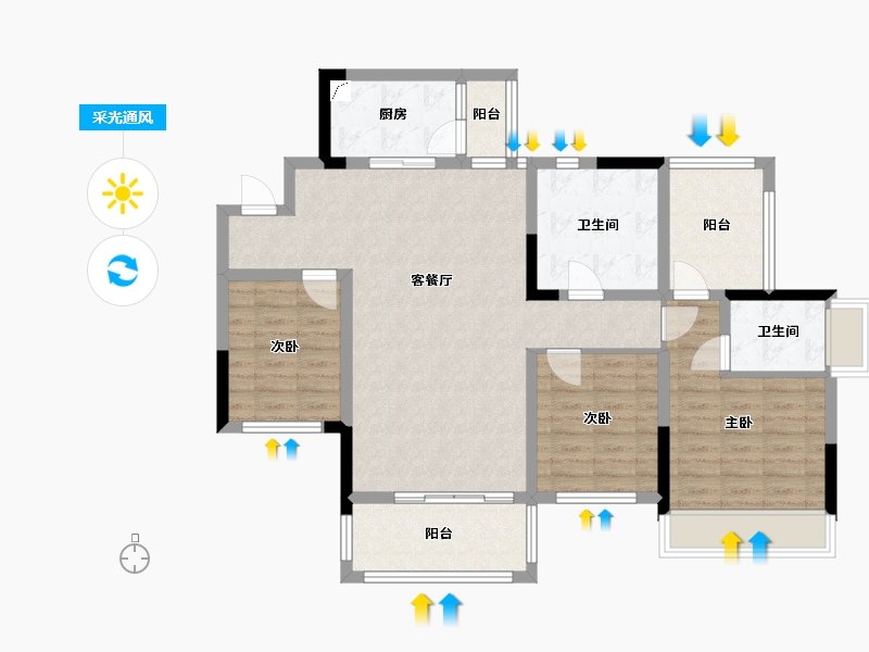 四川省-绵阳市-文庭雅居-100.00-户型库-采光通风