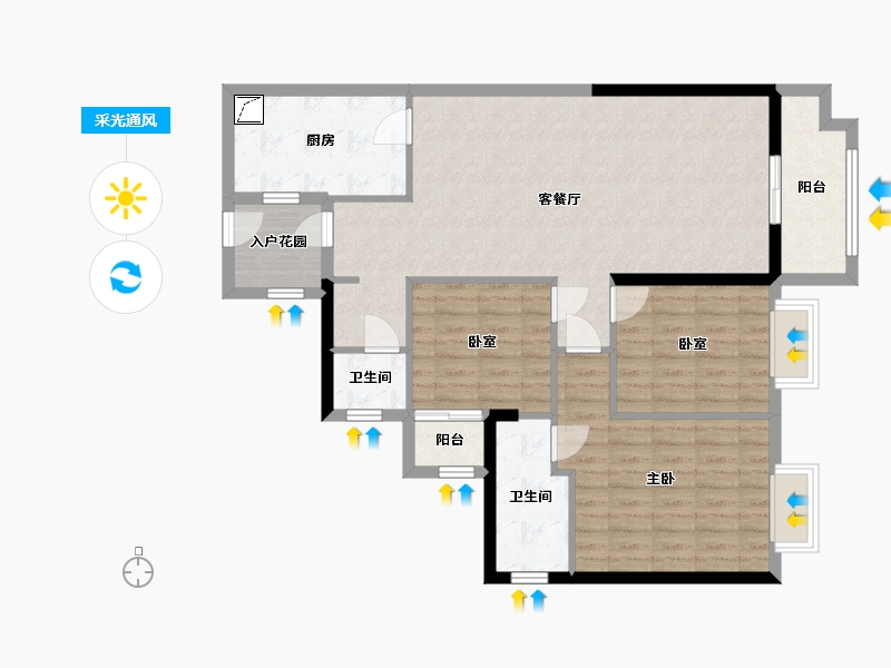 广西壮族自治区-柳州市-中房胜利小区-105.85-户型库-采光通风