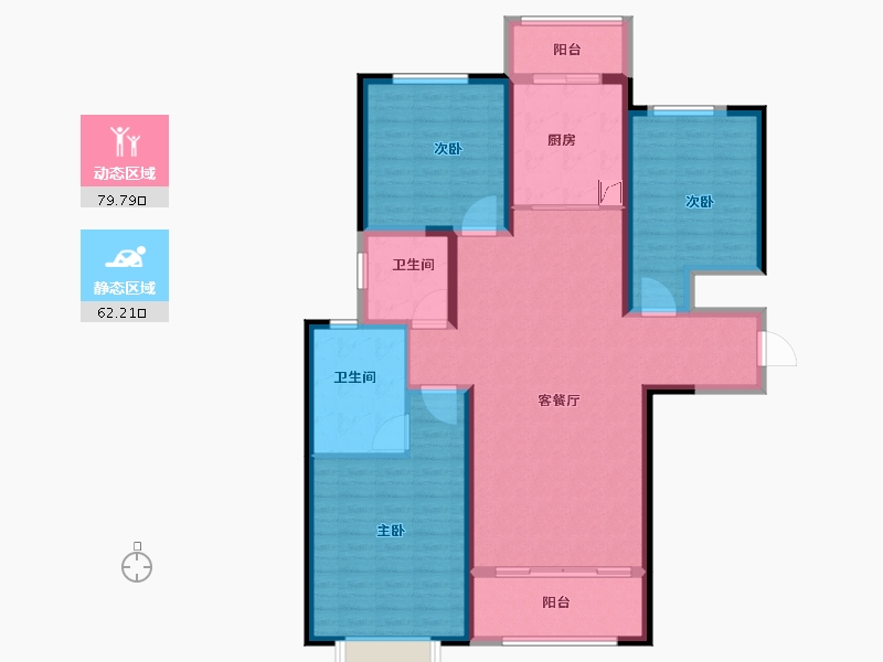 陕西省-宝鸡市-琨朗·翰林华府-96.00-户型库-动静分区