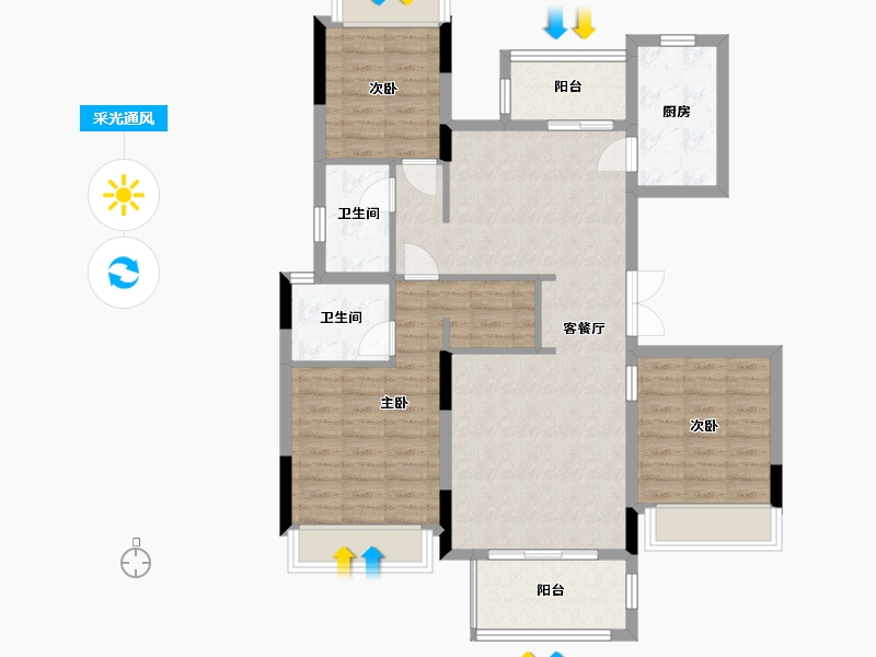 河南省-信阳市-南湾琨御府-101.00-户型库-采光通风