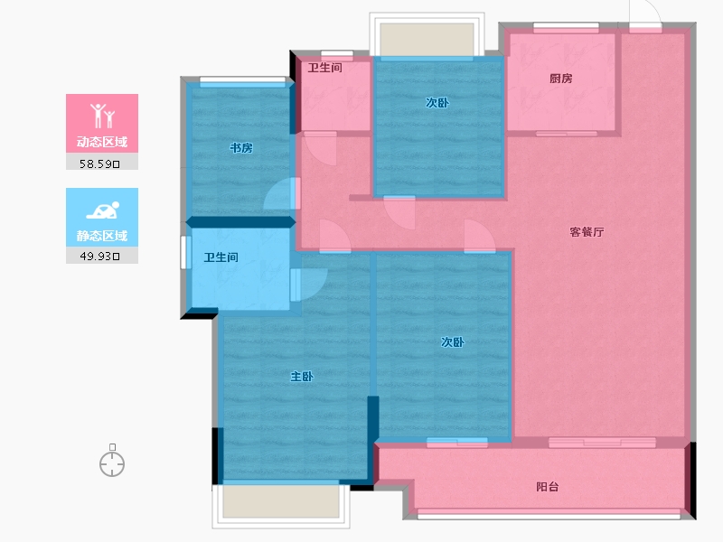 浙江省-丽水市-松洲华庭二期-97.93-户型库-动静分区