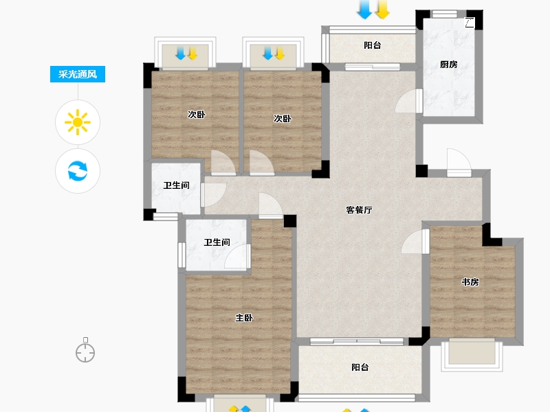 江西省-赣州市-榕树苑-126.00-户型库-采光通风