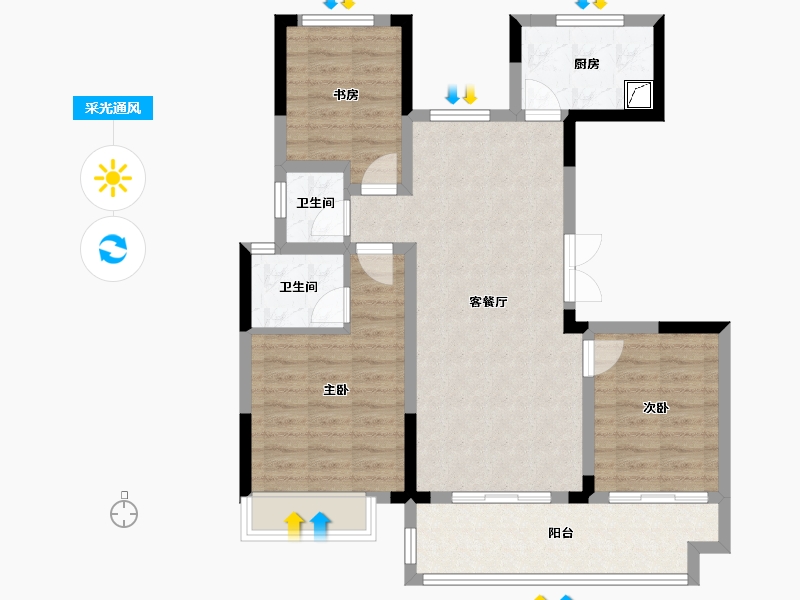 河南省-南阳市-邓州东正颐和府-89.00-户型库-采光通风