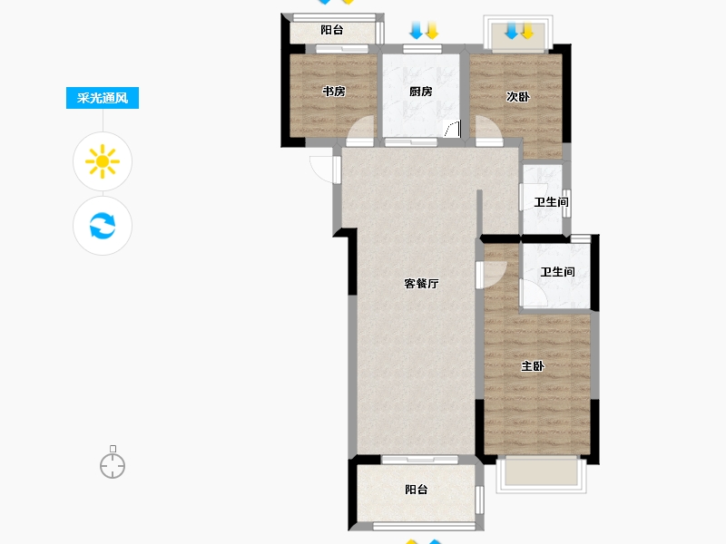 湖北省-武汉市-中建星光城-82.00-户型库-采光通风