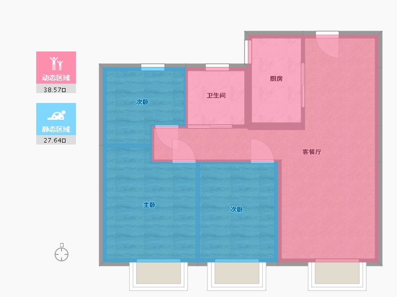 天津-天津市-宝坻实地海棠雅筑-65.00-户型库-动静分区