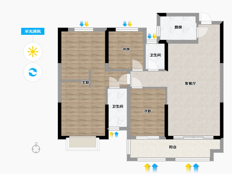 江西省-赣州市-未来城-109.00-户型库-采光通风