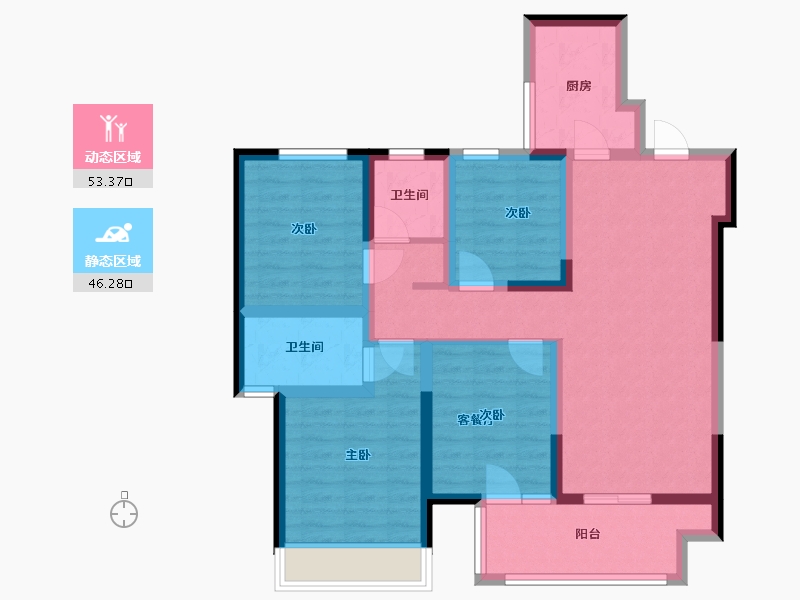 云南省-昆明市-昆明吾悦华府-98.00-户型库-动静分区