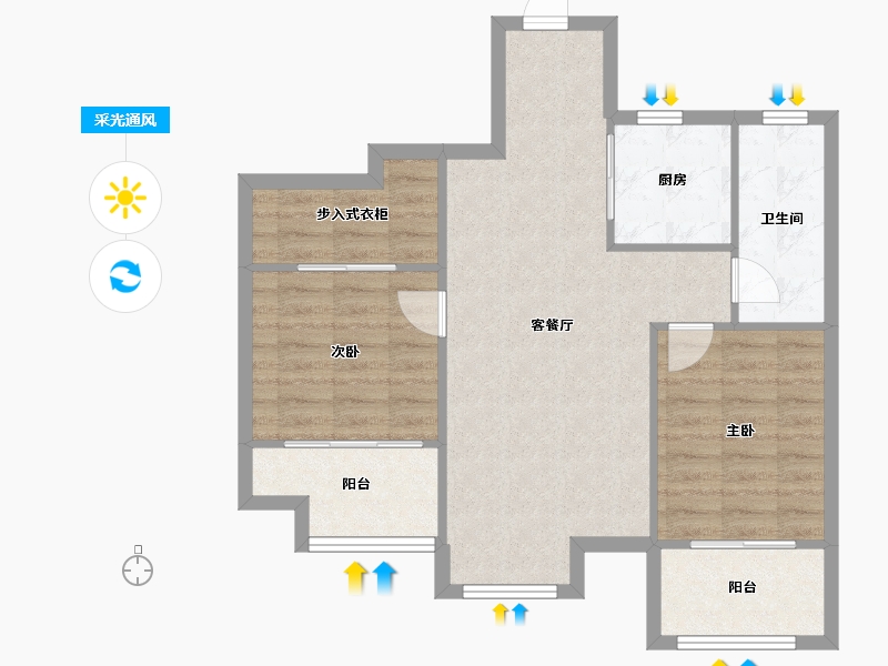 浙江省-绍兴市-雨润星雨华府-70.00-户型库-采光通风