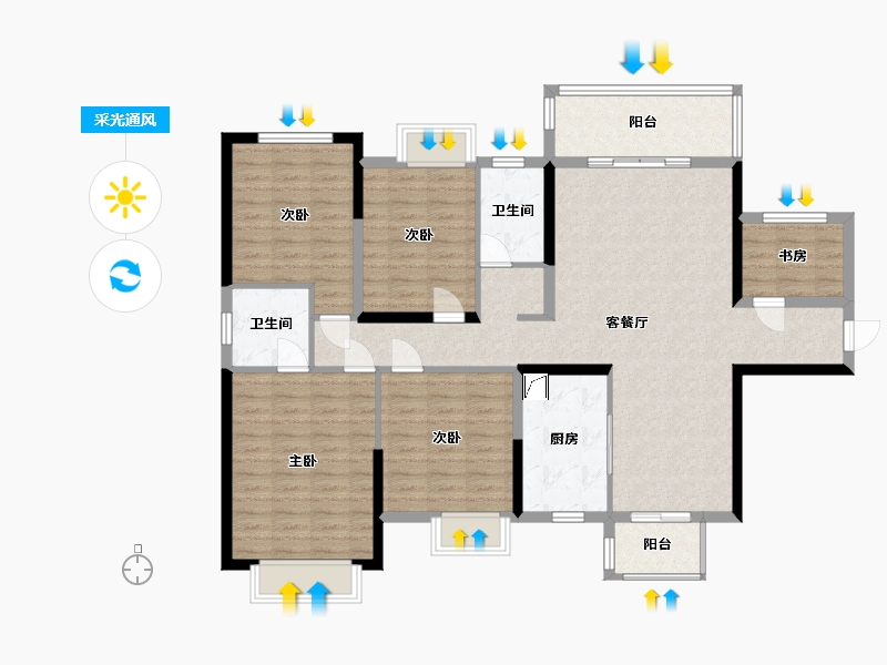 湖南省-邵阳市-邵东壹号-137.23-户型库-采光通风