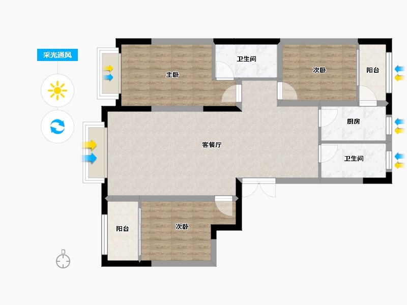 山东省-潍坊市-紫御公馆-97.00-户型库-采光通风