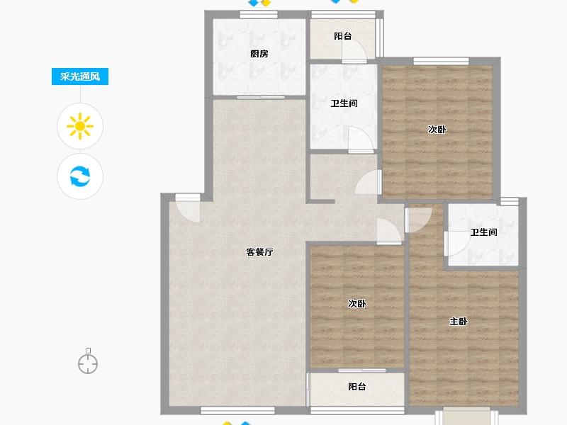 河南省-郑州市-世纪豫花园-119.73-户型库-采光通风