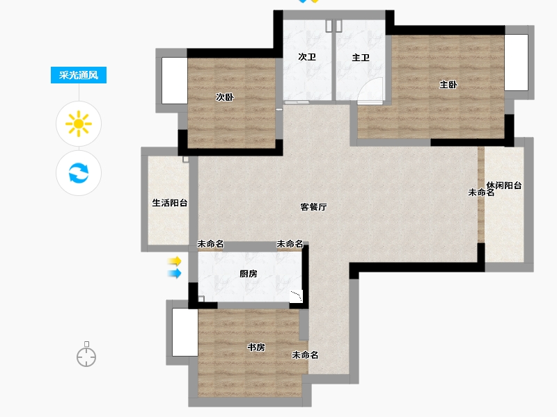 湖南省-长沙市-顺舟旺城-92.33-户型库-采光通风