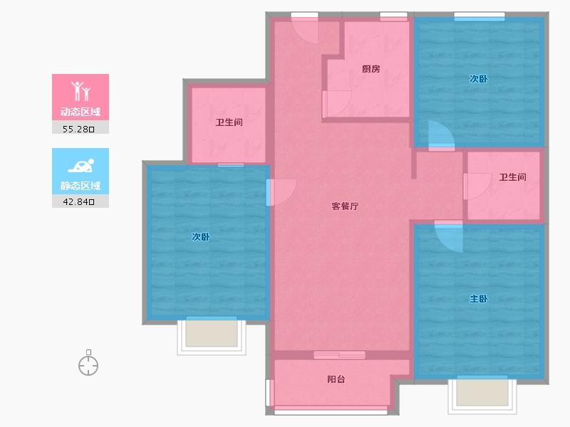 山西省-太原市-辰兴优山美郡三期-87.00-户型库-动静分区