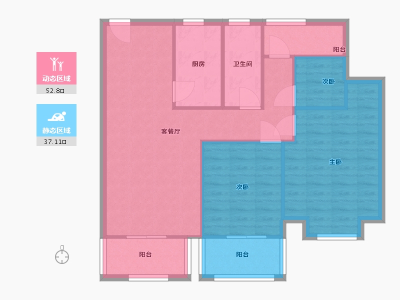 浙江省-嘉兴市-学仕花园-80.00-户型库-动静分区