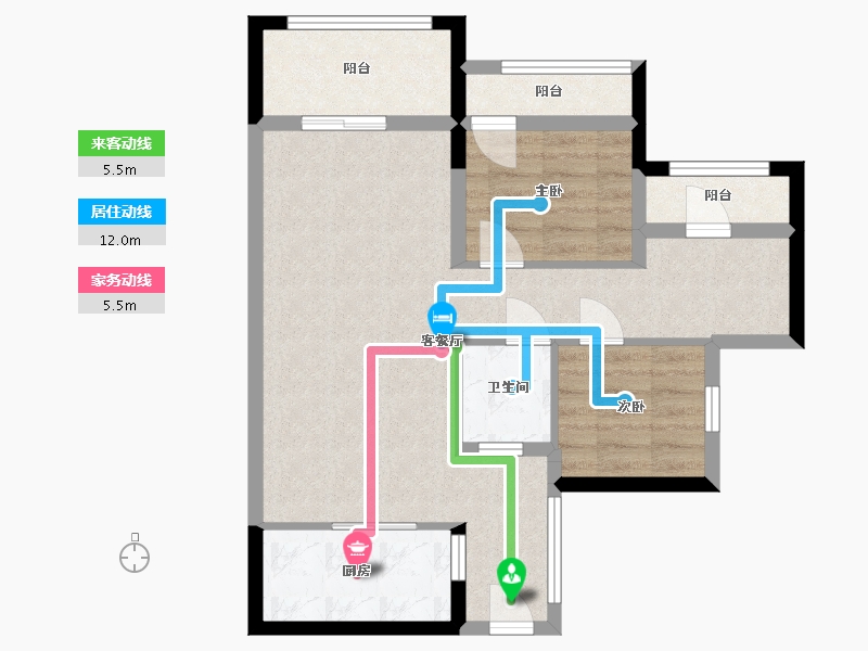 四川省-成都市-汉嘉国际社区-70.00-户型库-动静线