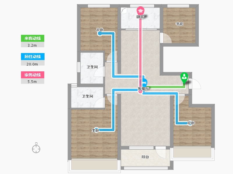 山东省-淄博市-名士华府-100.06-户型库-动静线