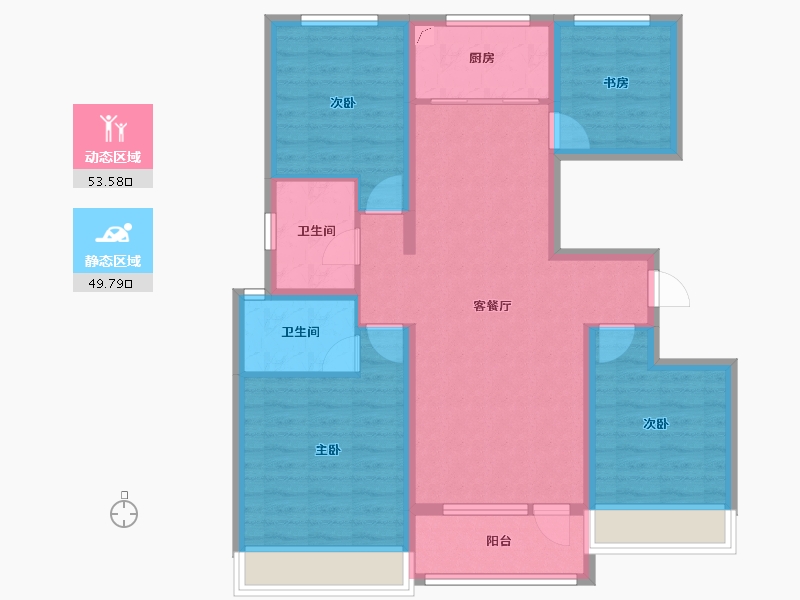 山东省-淄博市-名士华府-100.06-户型库-动静分区