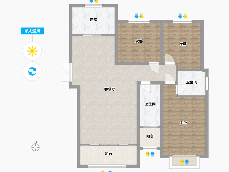 河南省-三门峡市-滨河湾-108.00-户型库-采光通风