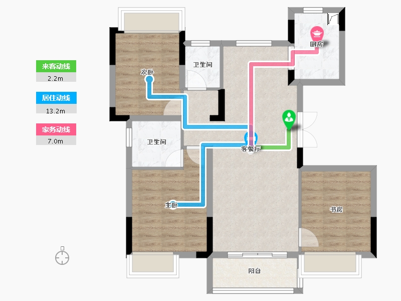 湖南省-永州市-滨江新城-87.00-户型库-动静线