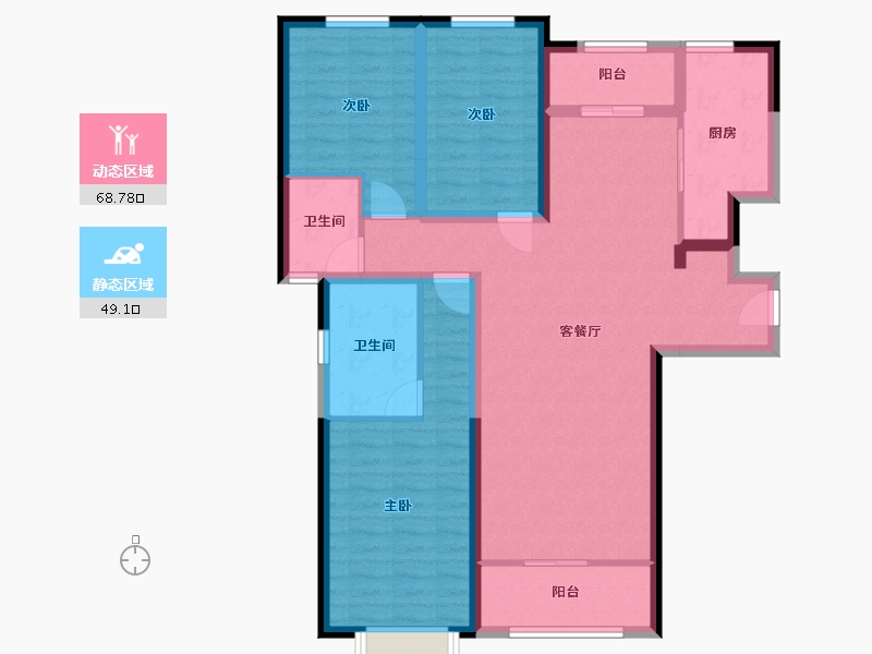 陕西省-宝鸡市-琨朗·翰林华府-105.00-户型库-动静分区