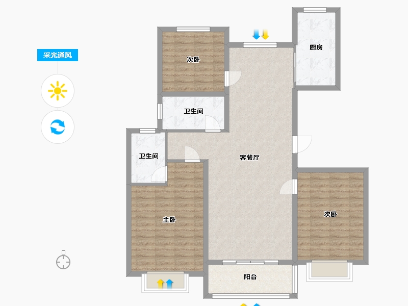 山东省-菏泽市-菏建康馨家园-110.00-户型库-采光通风