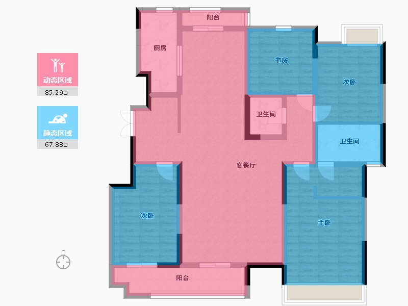 陕西省-安康市-电建地产安康洺悦府-165.00-户型库-动静分区