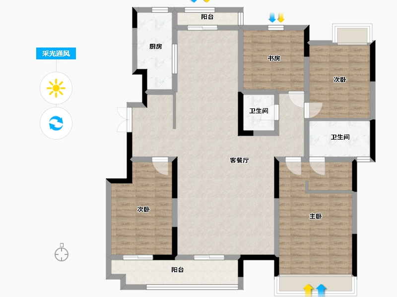 陕西省-安康市-电建地产安康洺悦府-165.00-户型库-采光通风