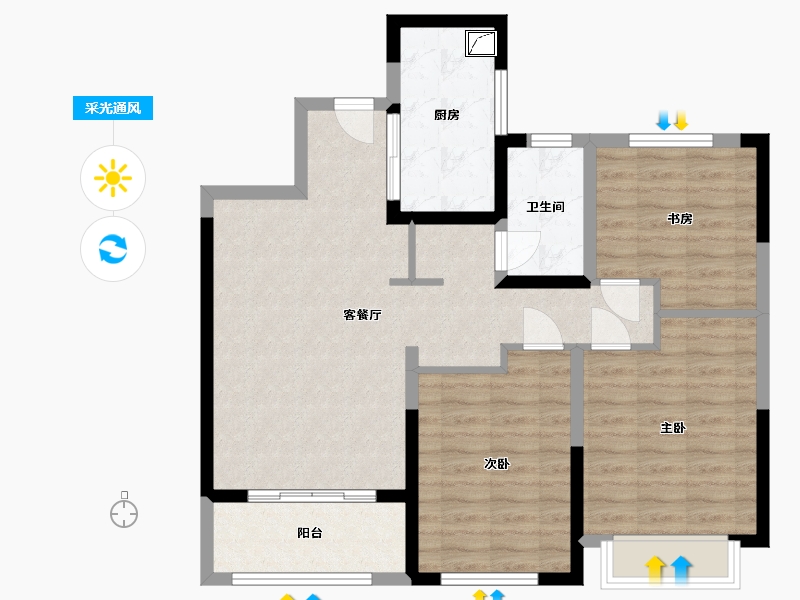 山东省-德州市-绿地四季印象E区-86.00-户型库-采光通风