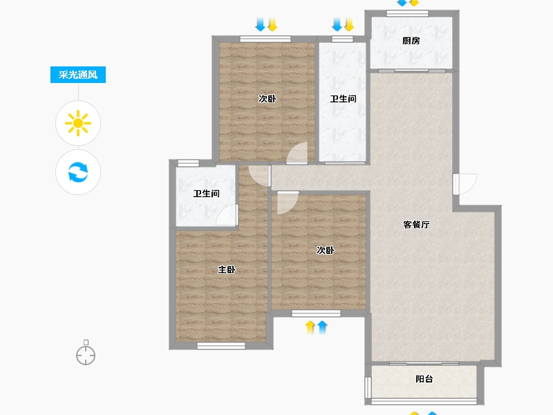 江苏省-苏州市-集善新村-116.00-户型库-采光通风